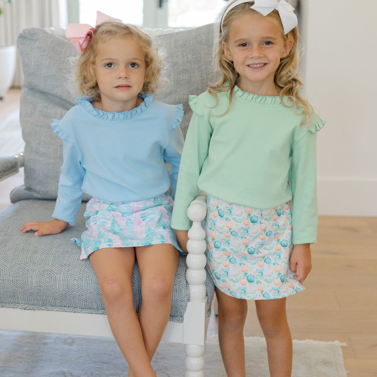 Bailey Boys Long Sleeve Ruffle Neck Tee in Celery - Little Miss Muffin Children & Home