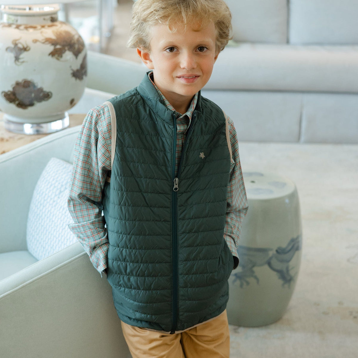 Bailey Boys Quilted Vest in Forest - Little Miss Muffin Children & Home