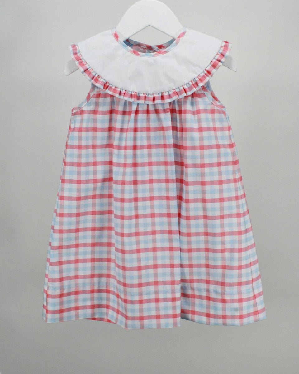 Charming Little One Charming Little One Light Blue and Red Plaid Arianna Dress - Little Miss Muffin Children & Home