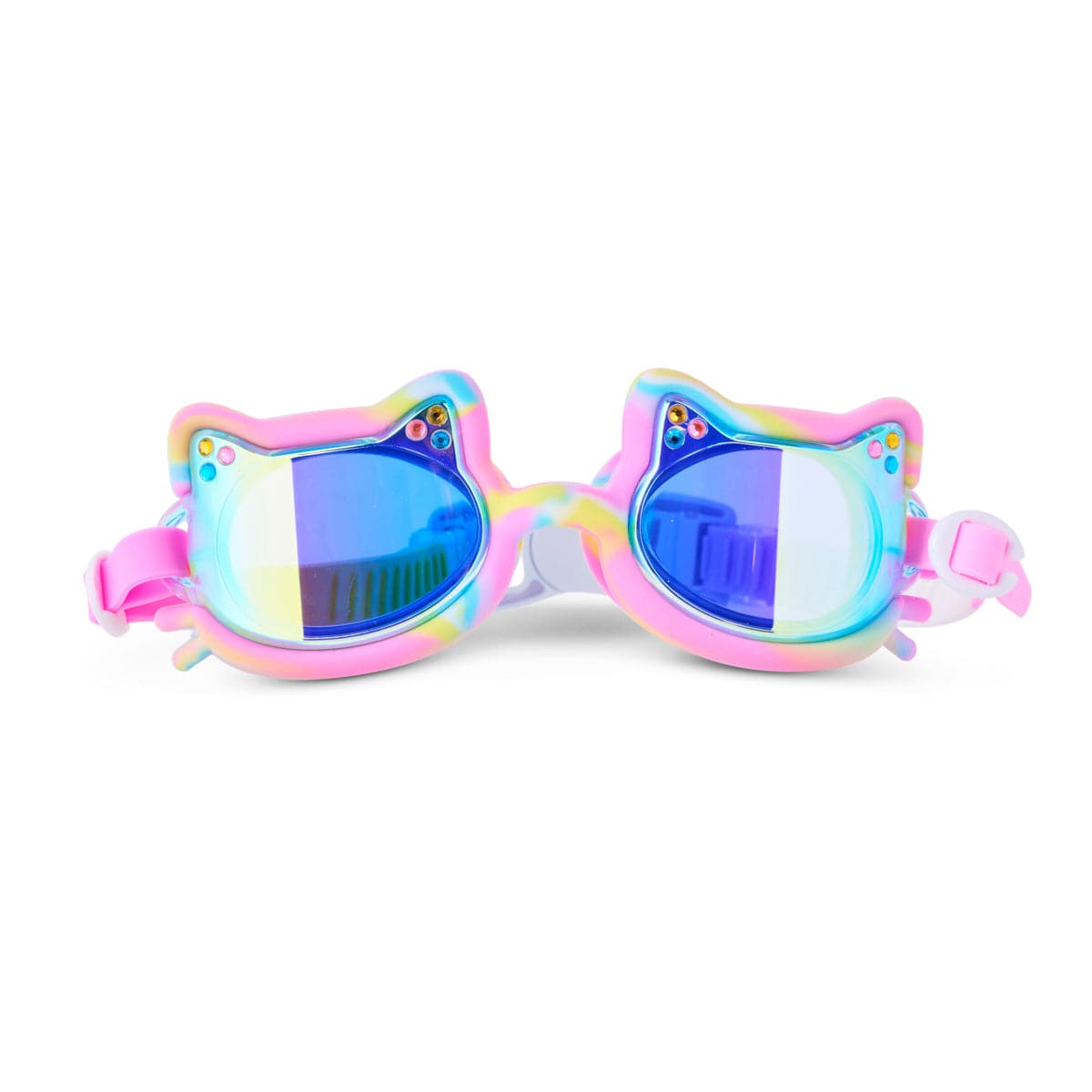 Tie-Dye Tabby Kids’ Swim Goggles Meowberry Breeze