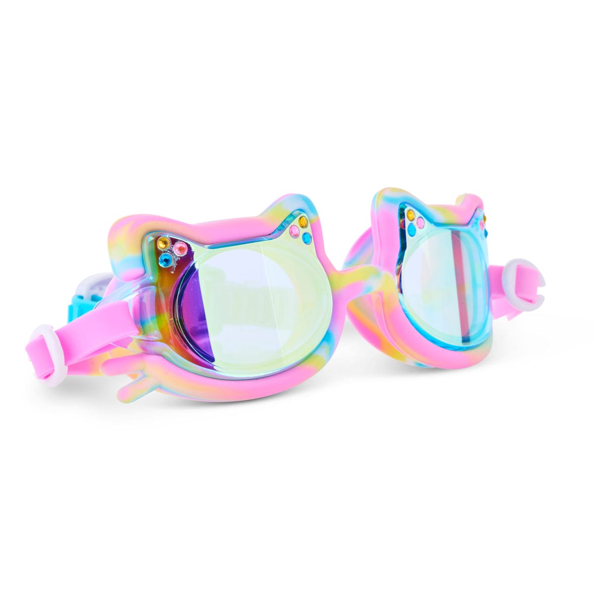 Tie-Dye Tabby Kids’ Swim Goggles Meowberry Breeze