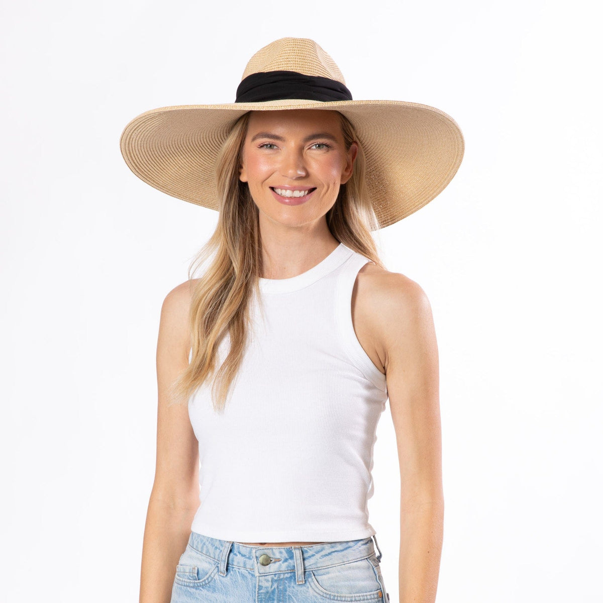 Boardwalk Ultrabraid Pinch Crown Wide Brim Sun Hat with Printed Fabric Band