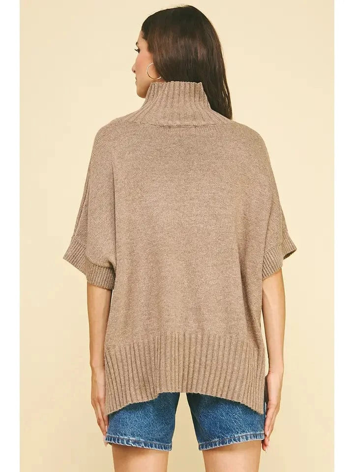 oversized coco turtle neck side slit sweater
