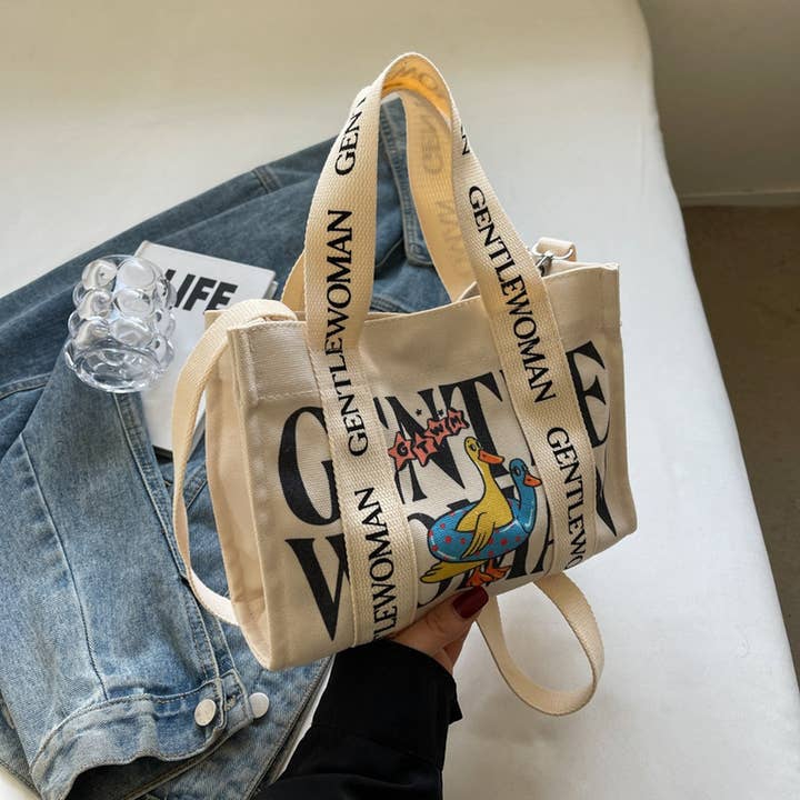 Accity Casual Printed Letter Canvas Bag - Little Miss Muffin Children & Home