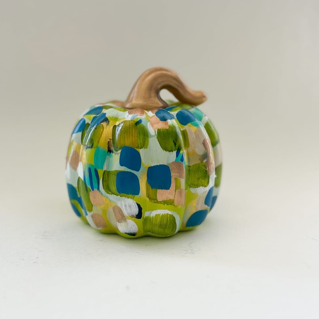 Green & Blue Abstract Pumpkin
