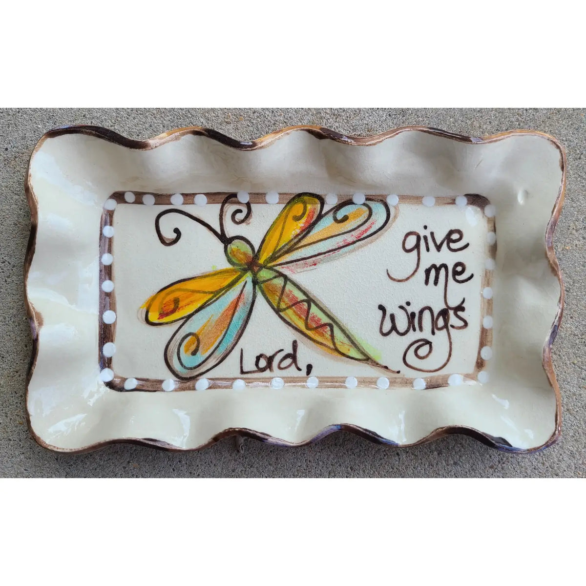 Small Rectangle Plate with Dragonfly Wings