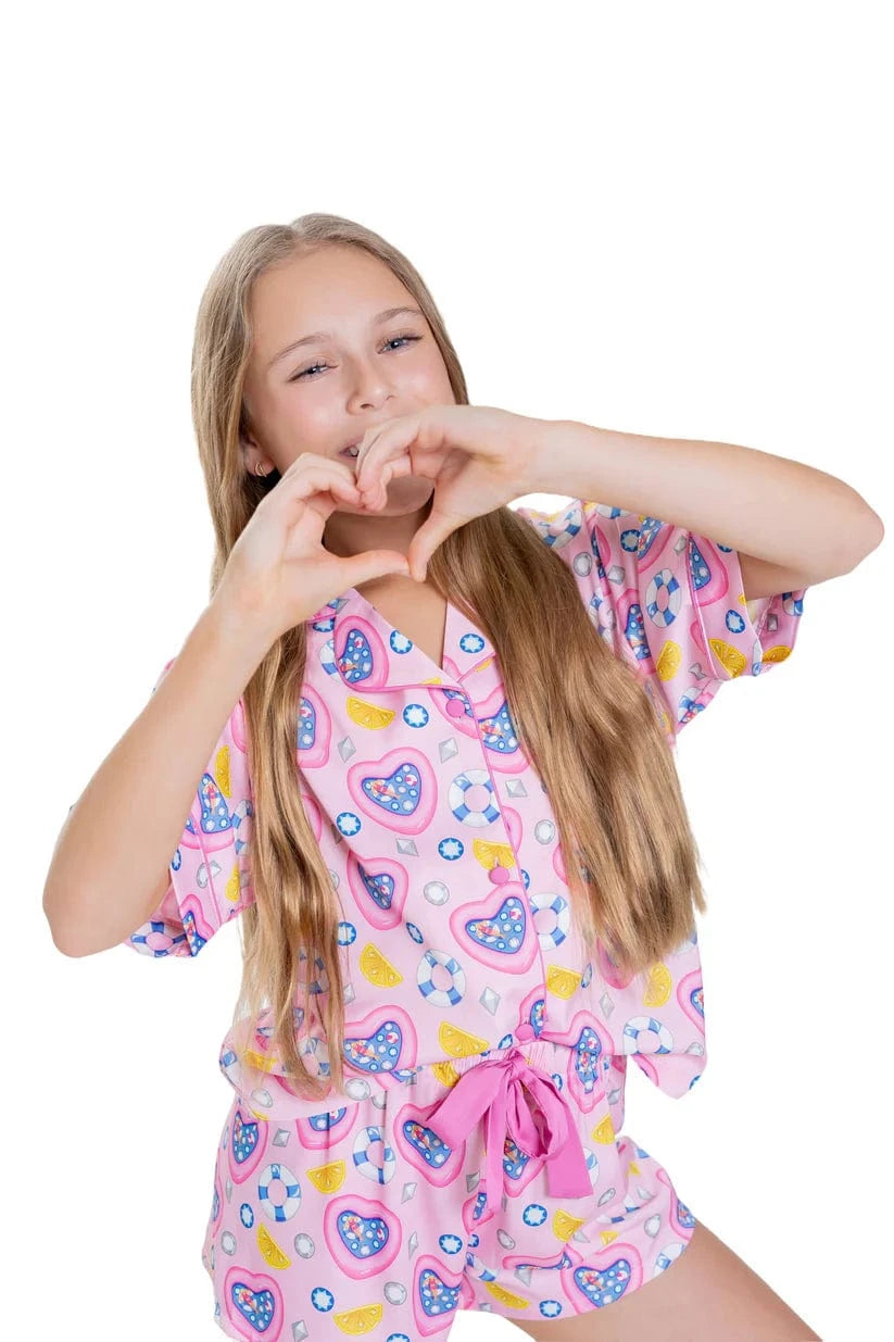 Sunshine Society Sunshine Society Kids Silky Pool Party Short Sleeve with Shorts - Little Miss Muffin Children & Home