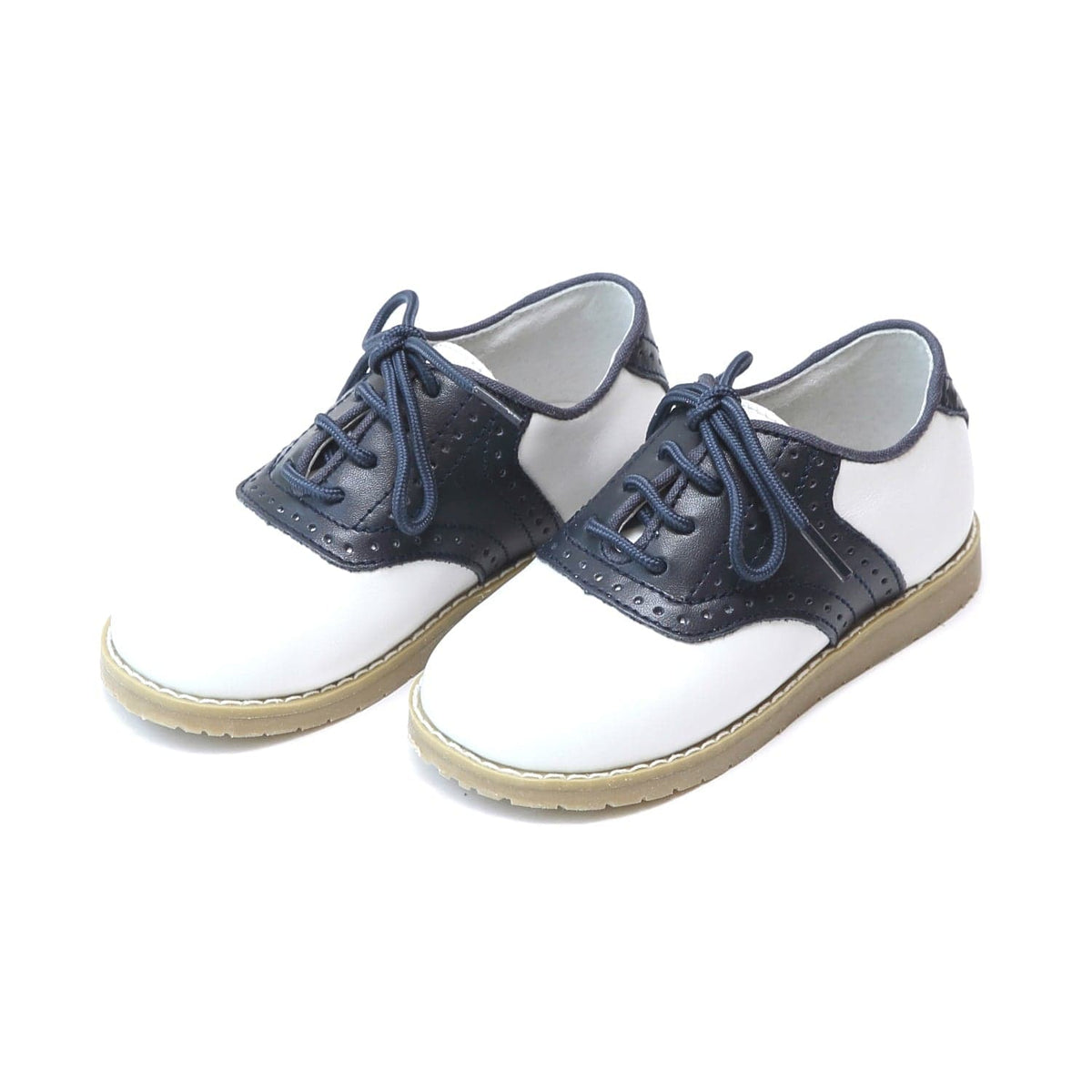 L'Amour Shoes L'Amour Luke Two Tone Leather Saddle Shoe White/Navy - Little Miss Muffin Children & Home