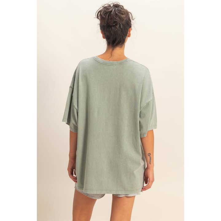 Double Zero Oversized Short Sleeve T-Shirt in Sage Green - Little Miss Muffin Children & Home