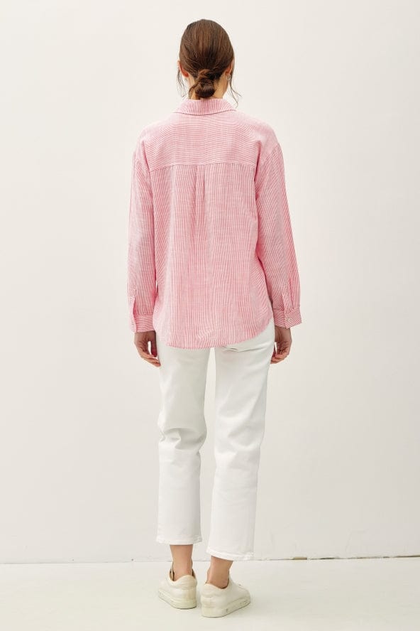 Be Cool Be Cool Pinstripe Button Up Shirt in Coral - Little Miss Muffin Children & Home