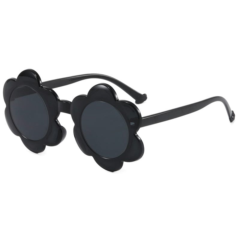 Kids Black Flower Shaped Sunglasses