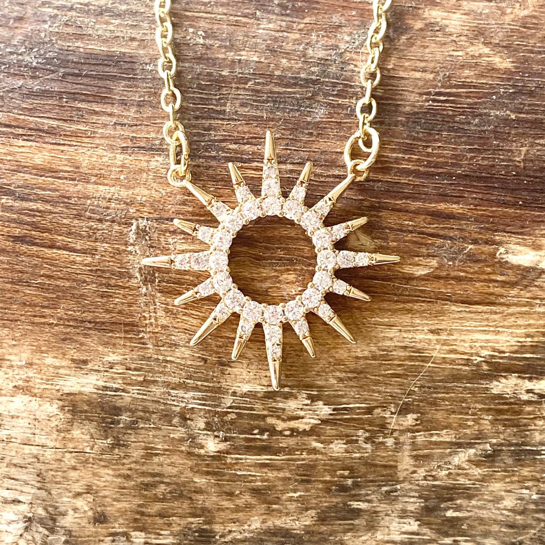 VB&CO Designs Handmade Jewelry Sun Celestial Necklace Minimalist Boutique Salon Jewelry Gold, 18” - Little Miss Muffin Children & Home