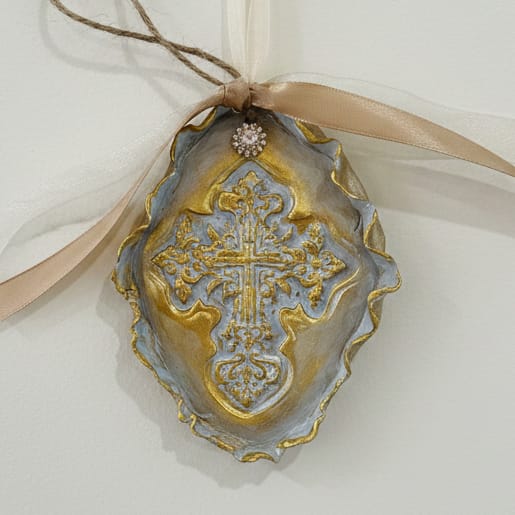 Crucifux with Scrolls Religious Plaque