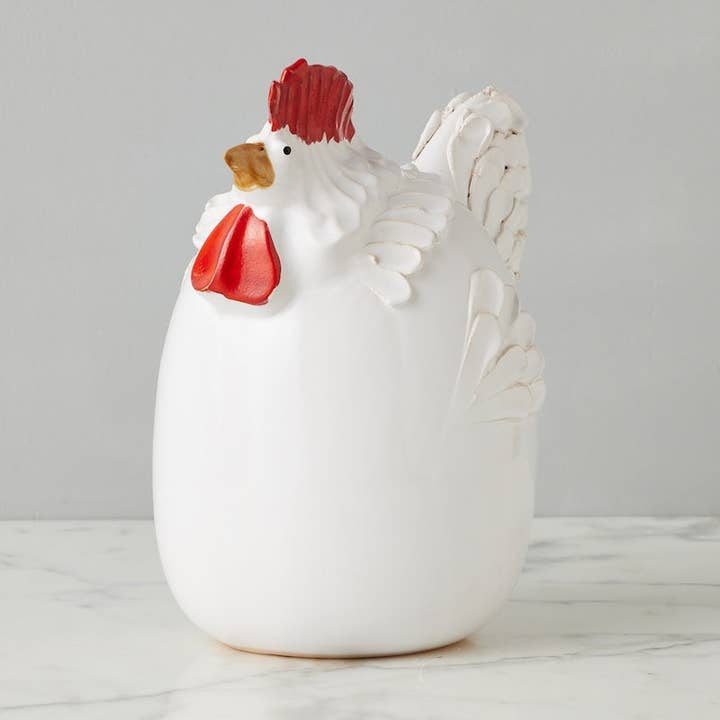 Large White Ceramic Country French Rooster