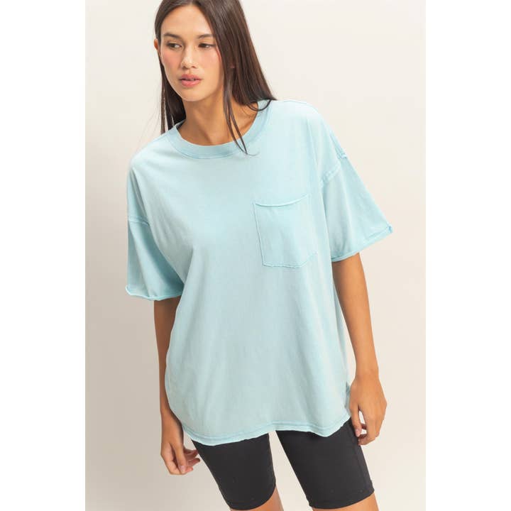 Double Zero Boxy Crew Neck T-Shirt in Blue - Little Miss Muffin Children & Home