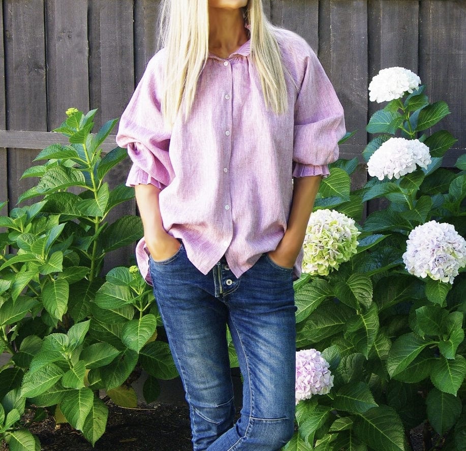 Who's Charlie Who's Charlie Sammi 100% Linen Shirt in Sorbet - Little Miss Muffin Children & Home