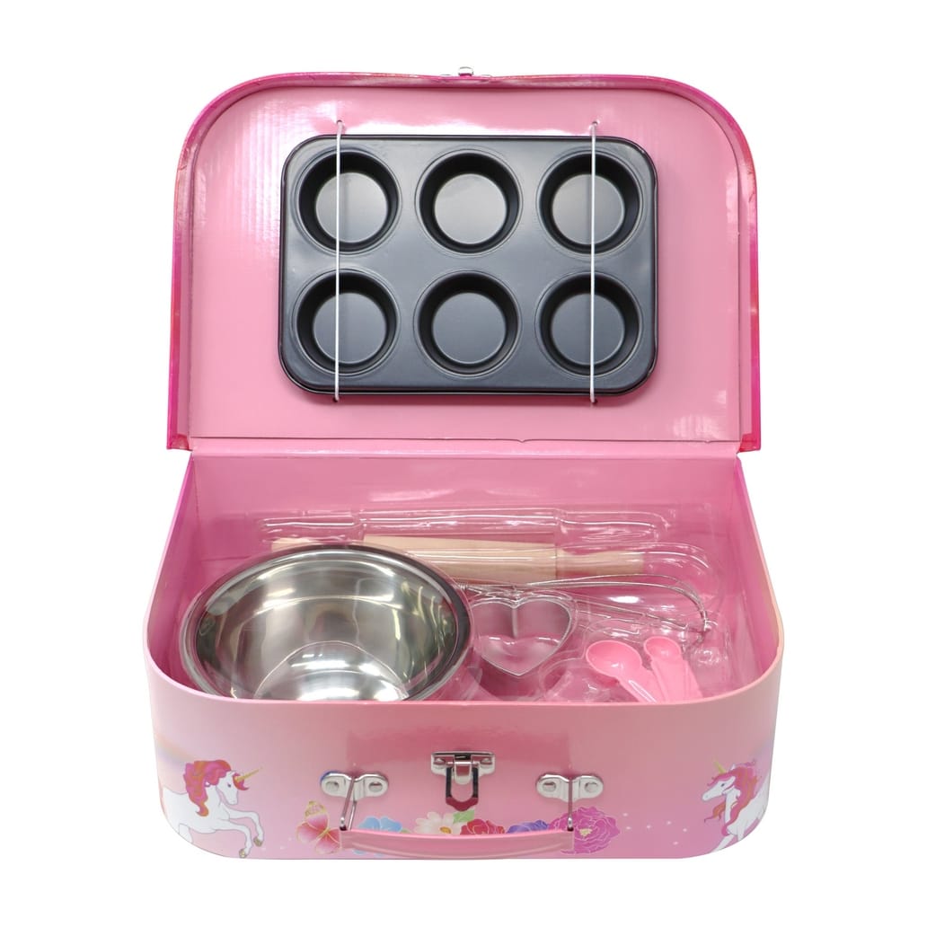 Pink Poppy Unicorn Butterfly 6 Piece Kids Baking Set & Carry Case
