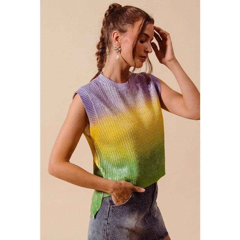 Ive Ive Metallic Ombre Mardi Gras Sleeveless Sweater - Little Miss Muffin Children & Home