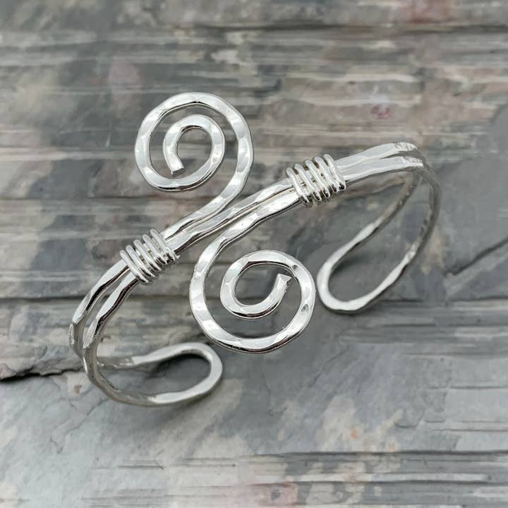 Anju Jewelry Silver Plated Adjustable Cuff Bracelet - Narrow S Spiral - Little Miss Muffin Children & Home