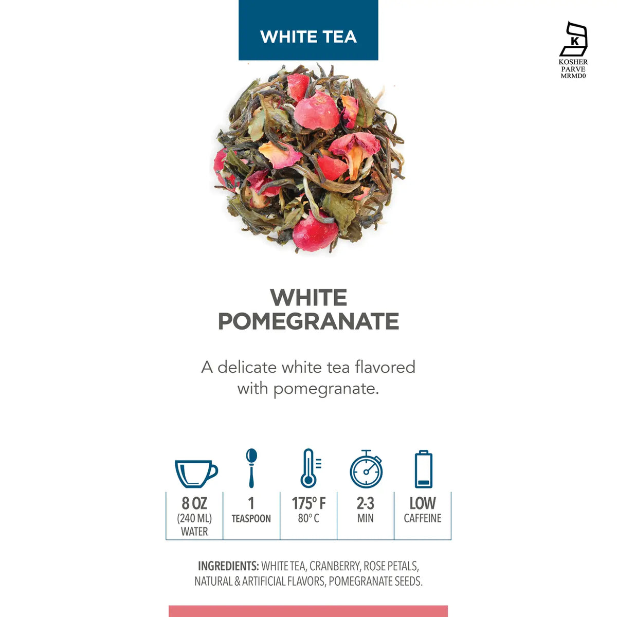 White Pomegranate Loose Leaf Tea Canister