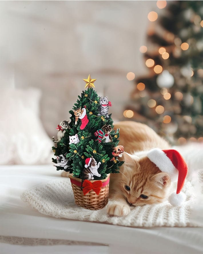 FreshCut Paper FreshCut Paper Mini Meowy Christmas Tree Pop-Up Greeting Card - Little Miss Muffin Children & Home