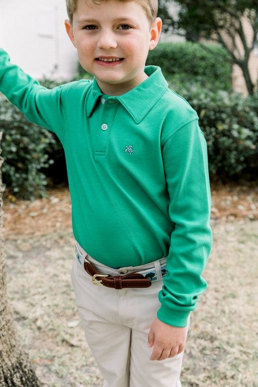 Bailey Boys Harry Long Sleeve Polo in Kelly - Little Miss Muffin Children & Home