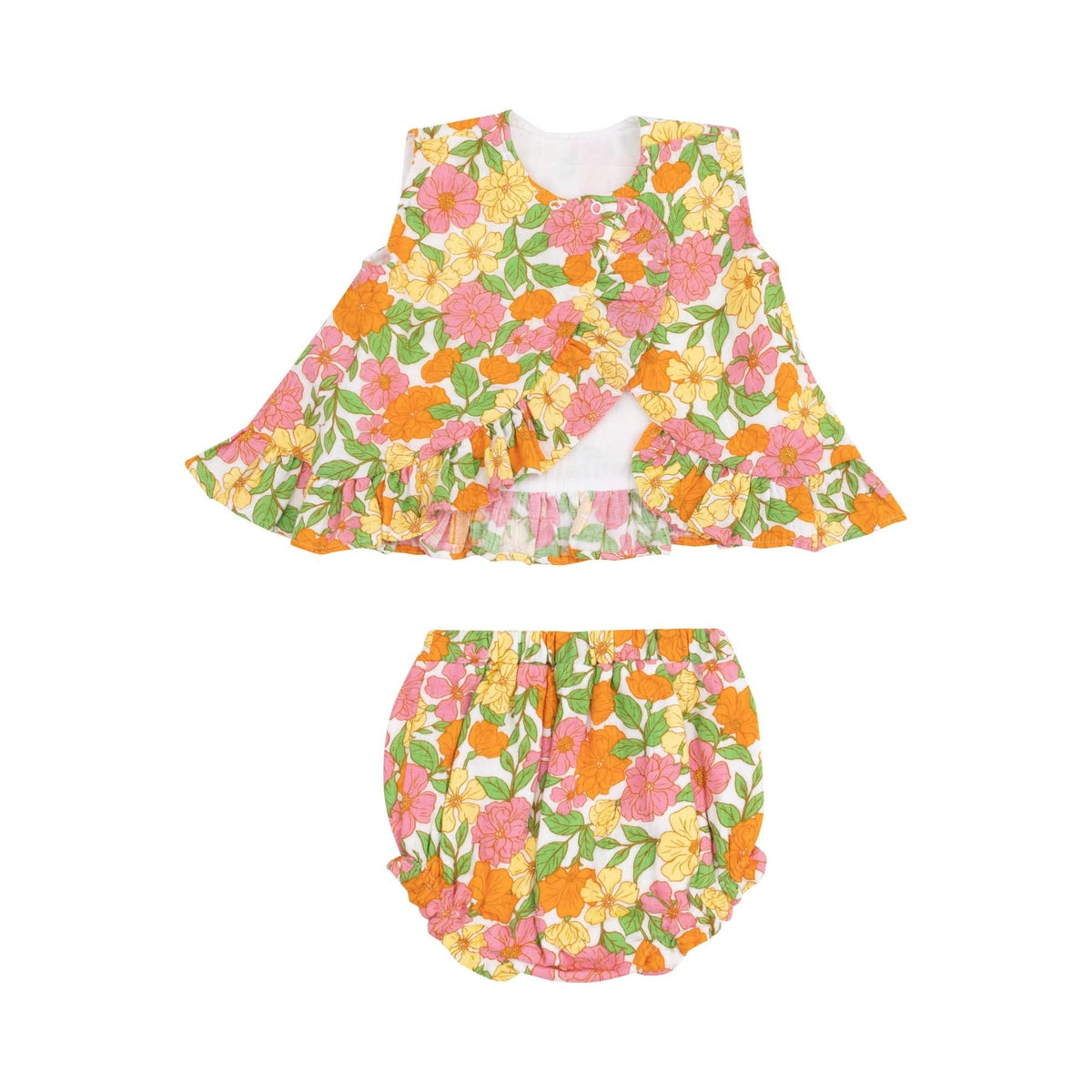 Angel Dear Angel Dear Botanical Retro Floral Ruffle Back Top & Bloomer - Little Miss Muffin Children & Home