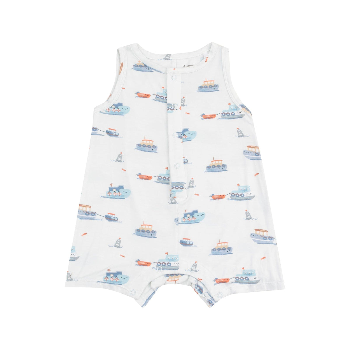 Angel Dear Angel Dear Bubbly Tugboats Sleeveless Shortie Romper - Little Miss Muffin Children & Home