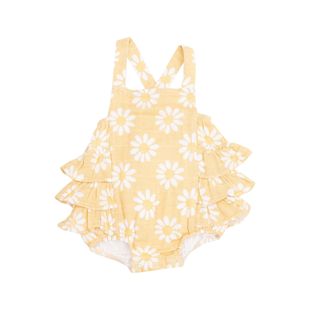 Angel Dear Angel Dear Yellow Mod Daisy Ruffle Sunsuit - Little Miss Muffin Children & Home