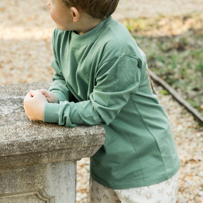 Bailey Boys Bailey Boys Long Sleeve Logo Tee- Dog in Boat/Green - Little Miss Muffin Children & Home