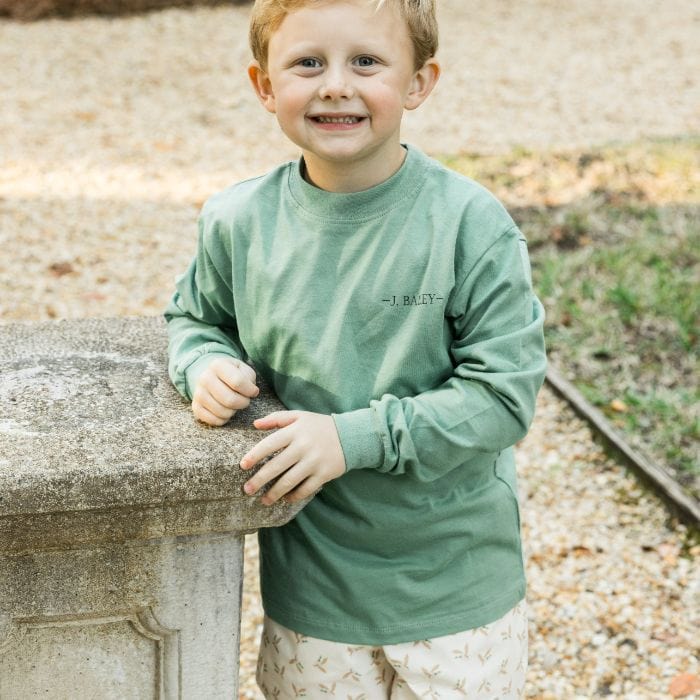 Bailey Boys Bailey Boys Long Sleeve Logo Tee- Dog in Boat/Green - Little Miss Muffin Children & Home