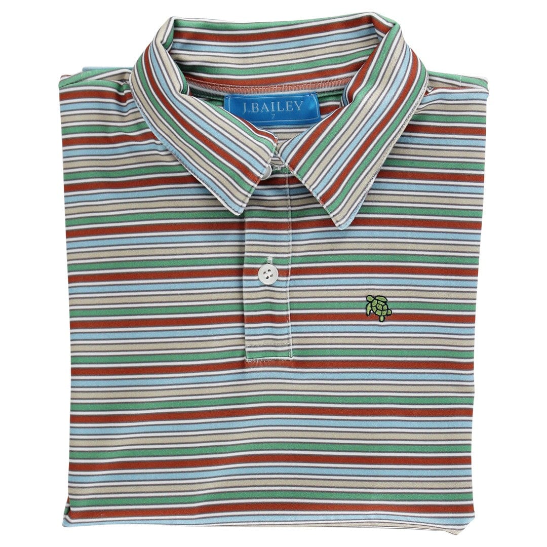 Bailey Boys Harry Long Sleeve Striped Performance Polo in Hazel - Little Miss Muffin Children & Home