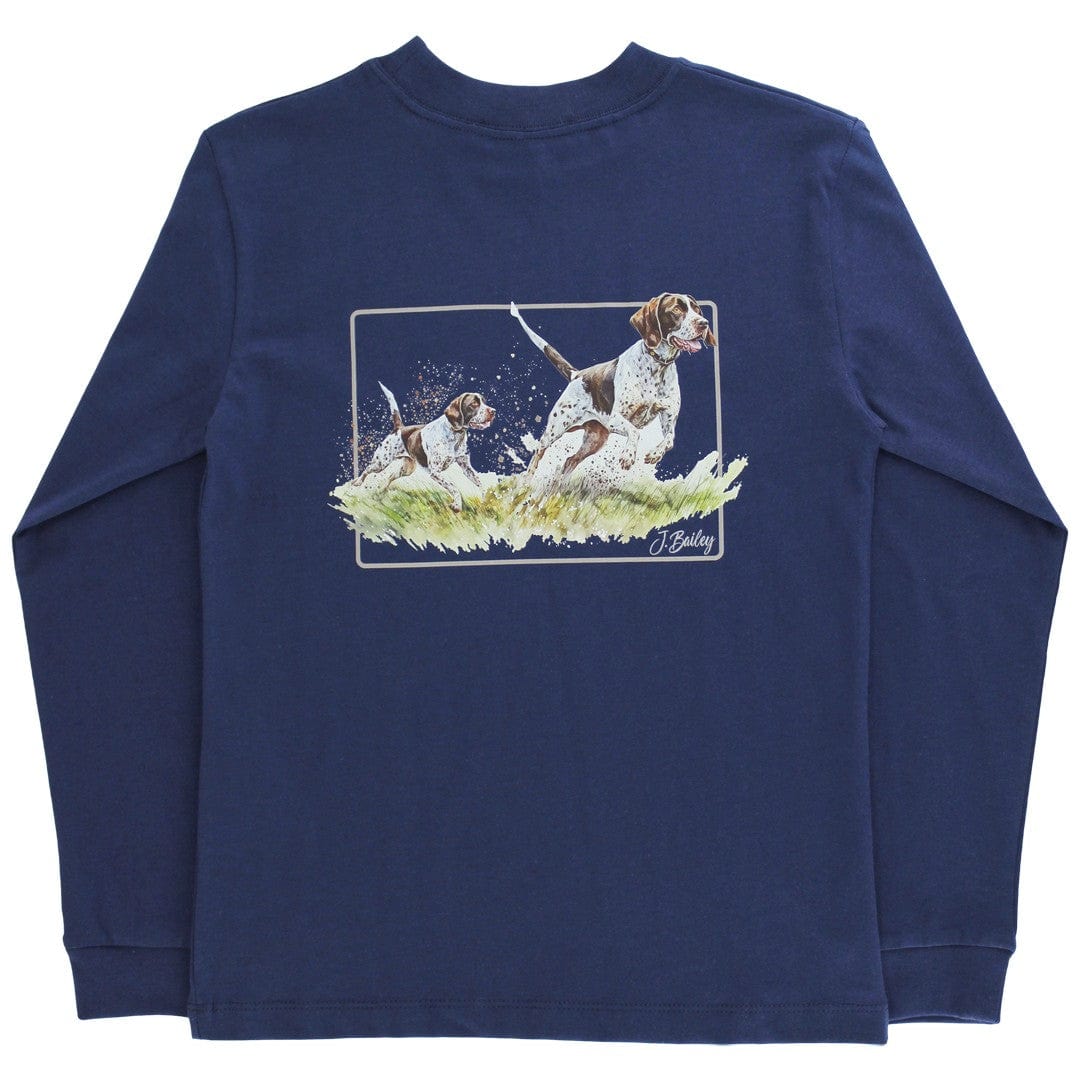 Bailey Boys Long Sleeve Logo Tee, Pointers on Navy - Little Miss Muffin Children & Home