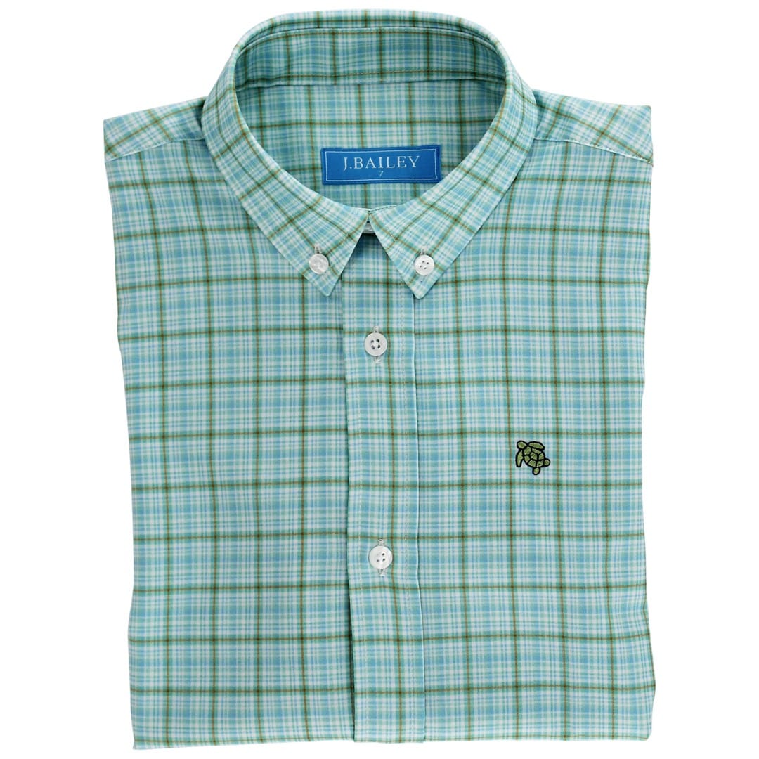 Bailey Boys Roscoe Performance Button Down in Willow Plaid - Little Miss Muffin Children & Home