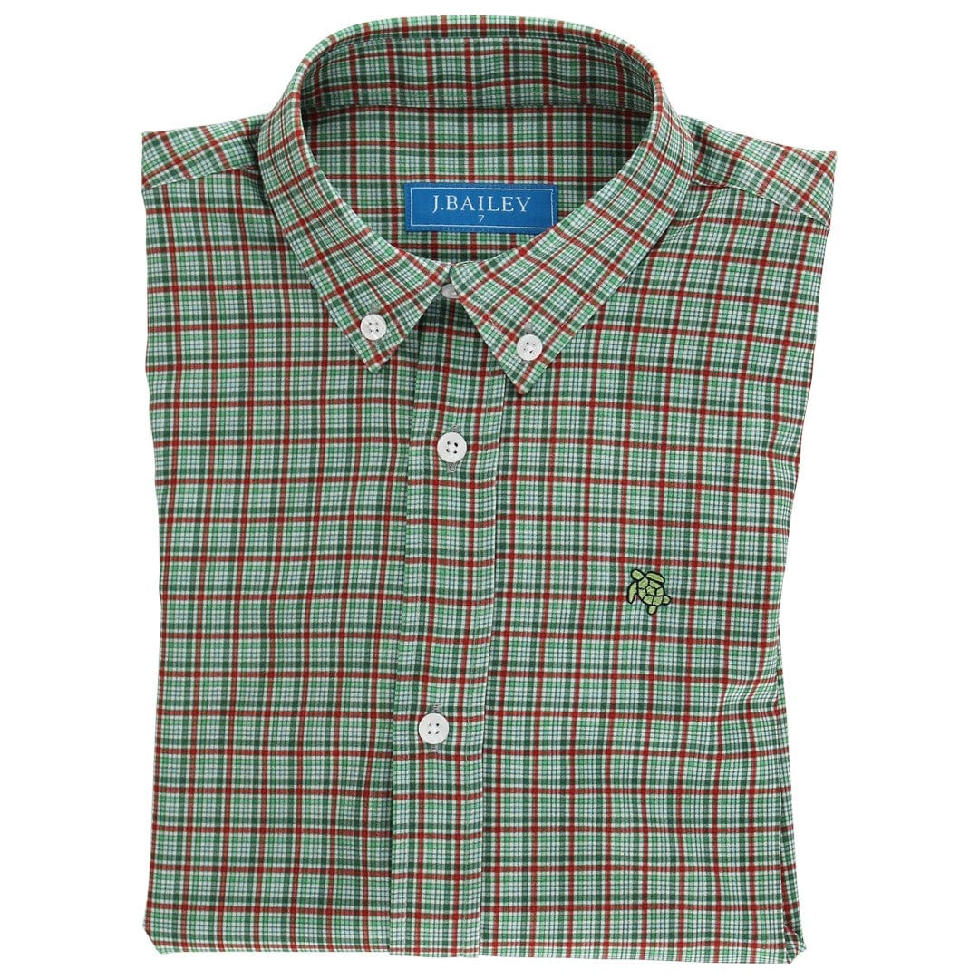 Bailey Boys Roscoe Performance Button Down in Jingle Plaid - Little Miss Muffin Children & Home