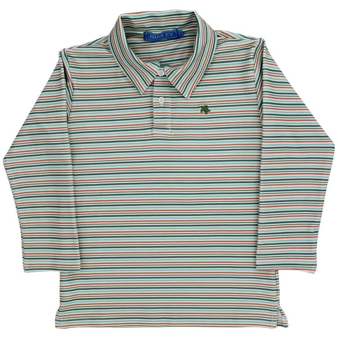 Boys' Harvest Striped Long Sleeve Performance Polo