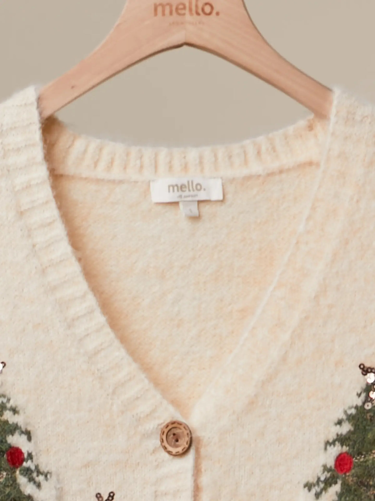 Christmas Tree Embroidered Soft Cardigan