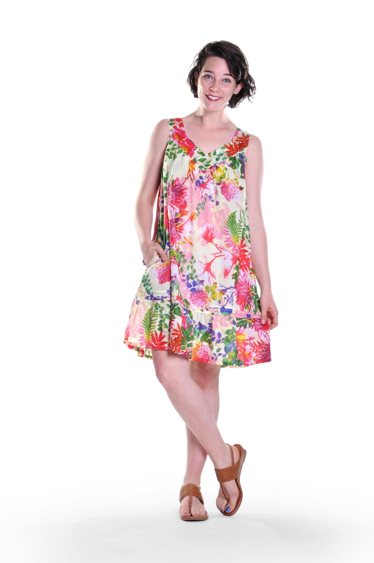 La Cera La Cera Multicolored Floral Cotton Chemise - Little Miss Muffin Children & Home