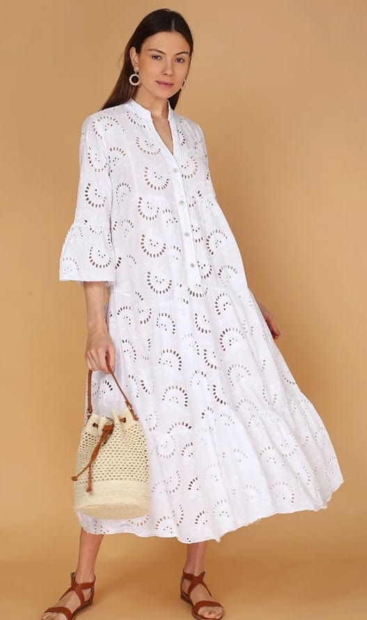 long dress embroidery english Loowie Embroidered in White cm:ROB_FEM Measurements from size S Color:Moss Handmade Barefoot Oxford Shoes: