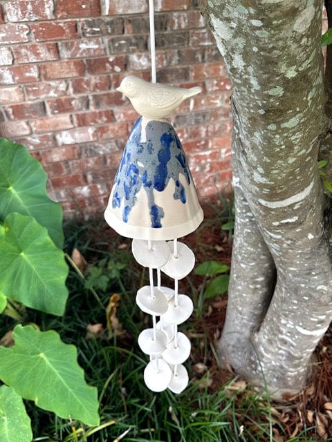 Poor House Pottery Single Large Mushroom, Bird, and Short Disc Wind Chime - Little Miss Muffin Children & Home