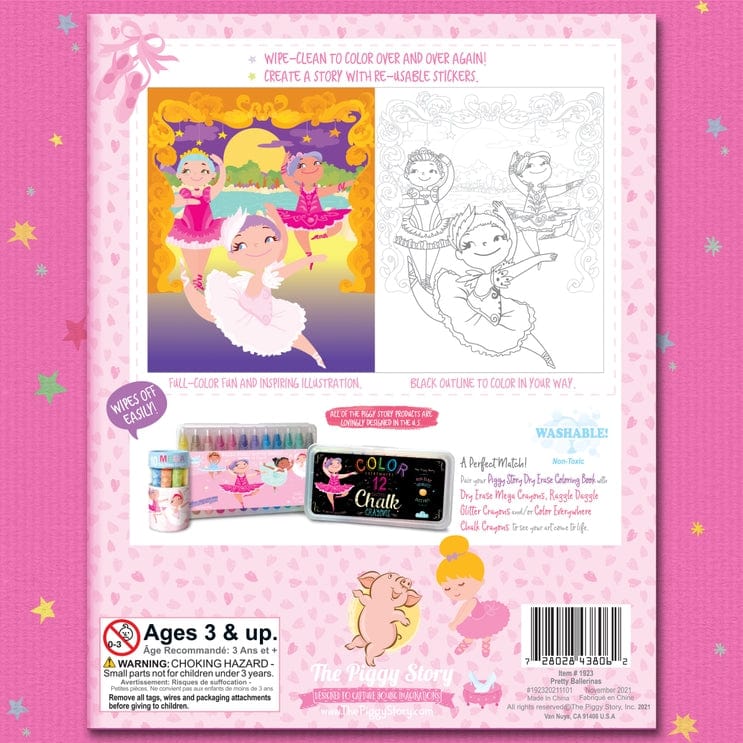 The Piggy Story The Piggy Story Dry Erase Coloring Book Pretty Ballerina - Little Miss Muffin Children & Home