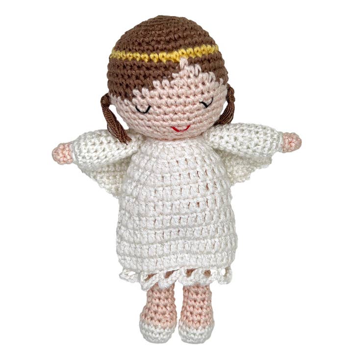 Petit Ami & Zubels Angel Bamboo Crochet 5" Rattle - Little Miss Muffin Children & Home
