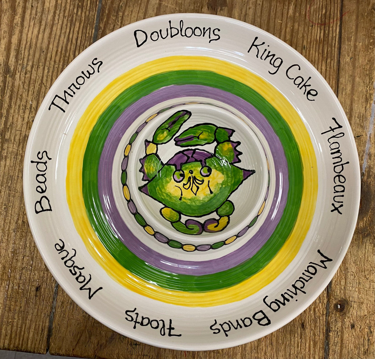 Jan Salzer Art Jan Salzer Mardi Gras Crab Round Chip & Dip - Little Miss Muffin Children & Home