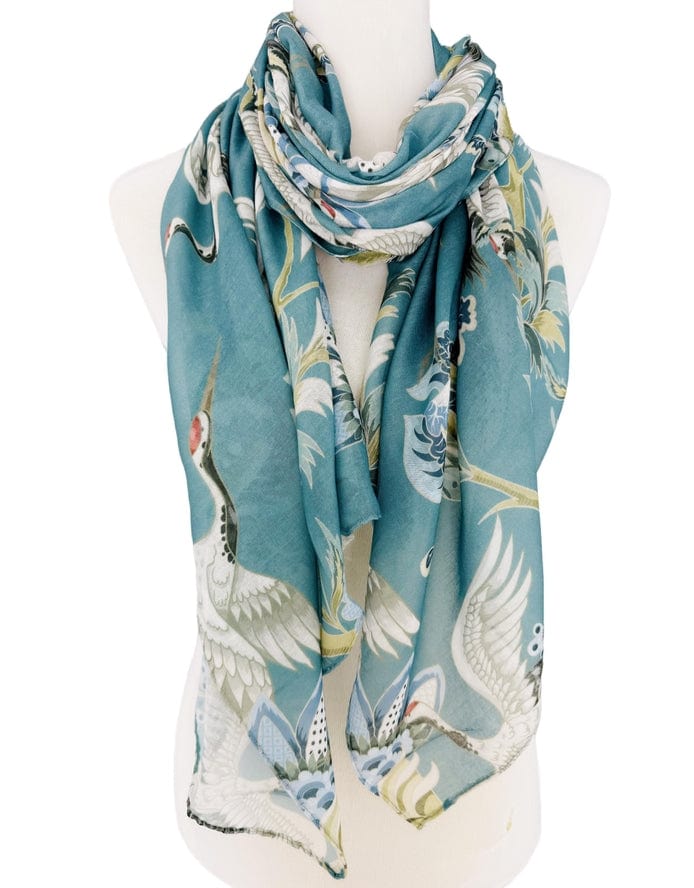 JC Sunny Fashion JC Sunny Teal-Multi Crane Scarf - Little Miss Muffin Children & Home
