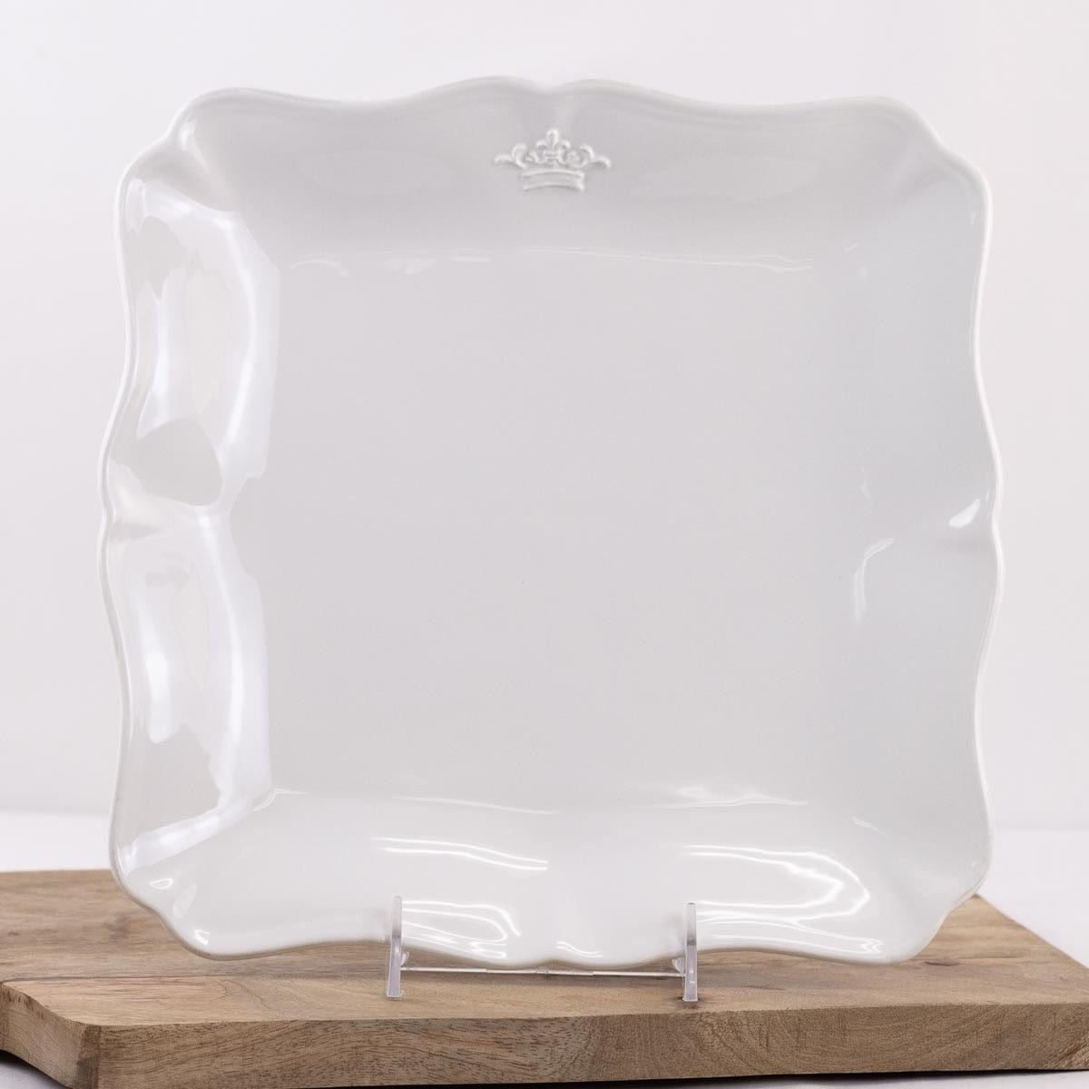 The Royal Standard The Royal Standard Crown Embossed 11.5" Square Platter, White - Little Miss Muffin Children & Home