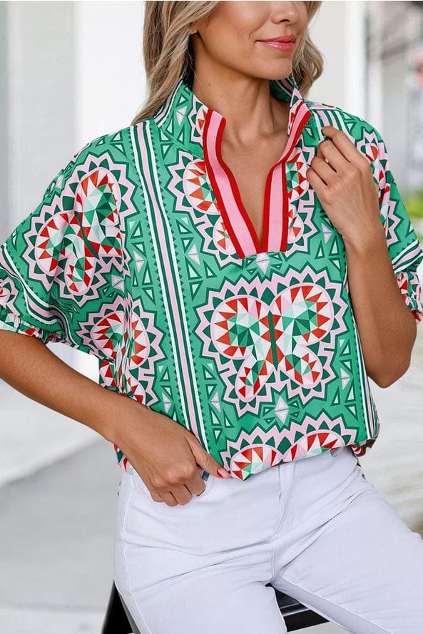 Aapparella Aapparella Geometric Butterfly Print Collared Blouse - Little Miss Muffin Children & Home