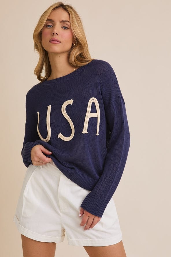 Gilli Long Sleeve Boatneck USA Sweater - Little Miss Muffin Children & Home