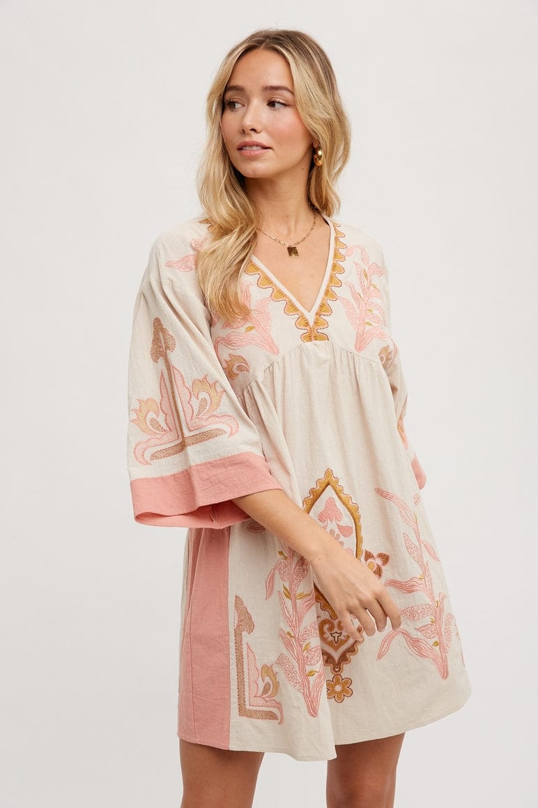 Bluivy Bluivy Boho Embroidered Babydoll Dress, Pink - Little Miss Muffin Children & Home