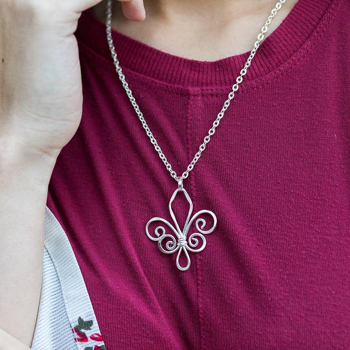 Anju Jewelry Silver Plated Necklace - Smaller Size Fleur-De-Lis - Little Miss Muffin Children & Home