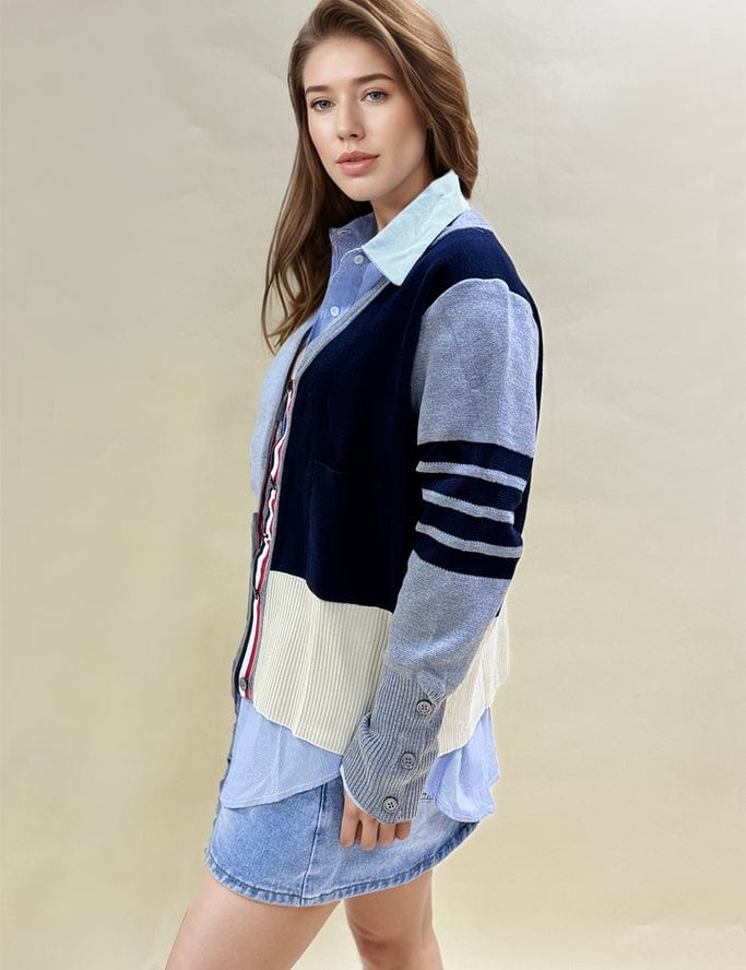 Sweetkama Sweetkama Splice V-Neck Cardigan - Little Miss Muffin Children & Home